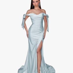 Satin Prom Dresses 2025 Sweetheart Mermaid High Split Formal Evening Dress 2025
